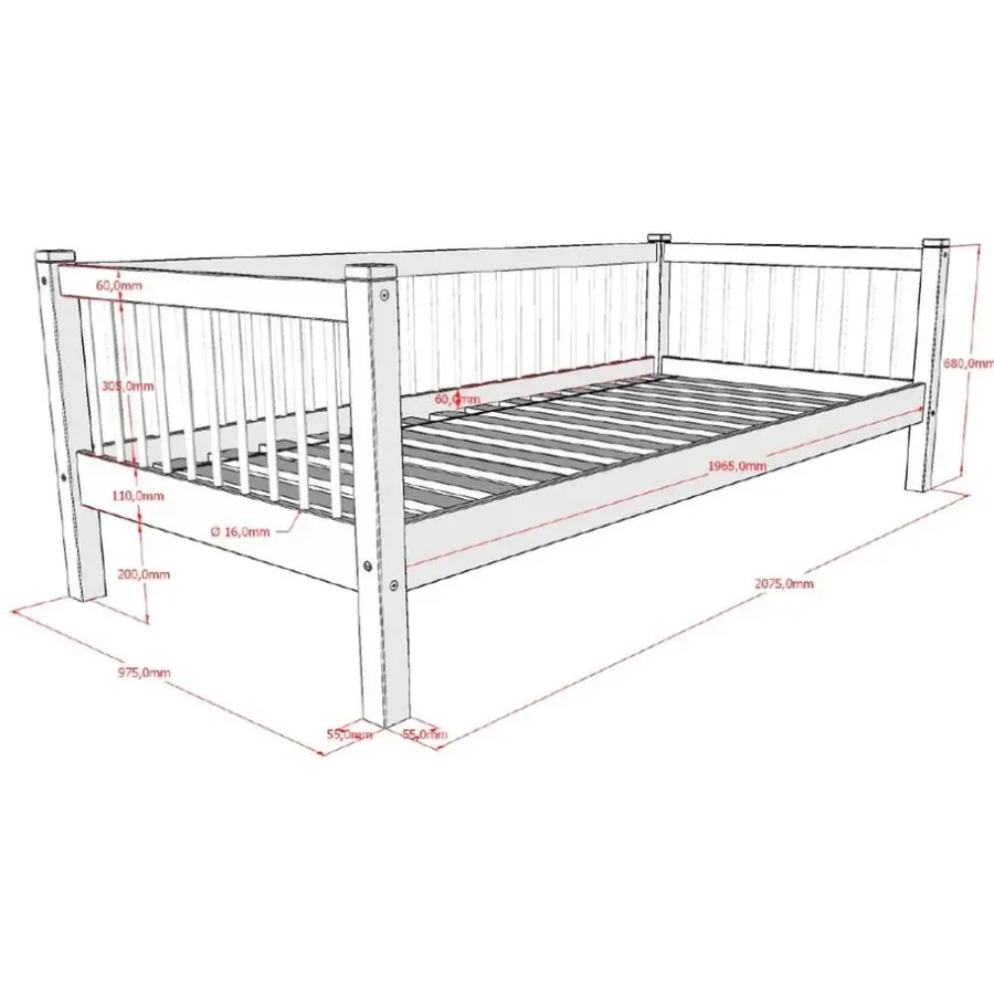Vipack Kajuitbed Forrest 90x200 cm - massief beukenhout - wit