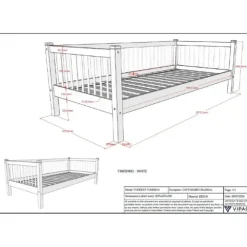 Vipack Kajuitbed Forrest 90x200 cm - massief beukenhout - wit