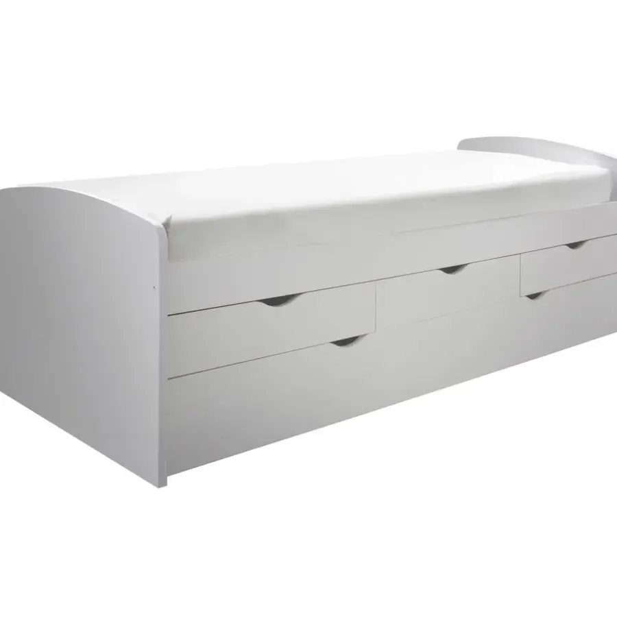 1-Persoons Bedden-Emob Kajuitbed Nasri 90x200 met bedlade - wit