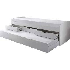1-Persoons Bedden-Emob Kajuitbed Nasri 90x200 met bedlade - wit