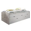 Emob Kajuitbed Nasri 90x200 met bedlade - zandeik/wit