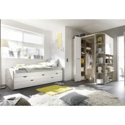 Emob Kajuitbed Nasri 90x200 met bedlade - zandeik/wit