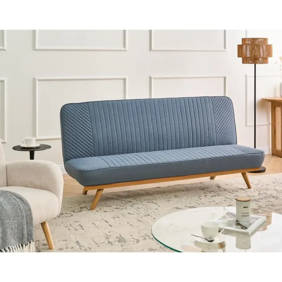 Slaapbanken|Slaapbanken-Leen Bakker KALFAFELL - Slaapbank - Blauw - Polyester