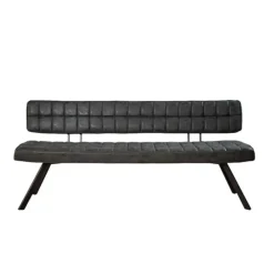 Kalfort Eetkamerbank Guillaume industriële zwart PU 180x54x83cm