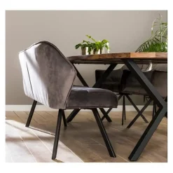 Kalfort Eetkamerbank Kelly velvet antraciet 190x59x84cm