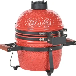Leen Bakker KAMADO - Mini houtskoolgrill - Rood - Keramiek