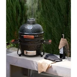 Leen Bakker KAMADO - Mini houtskoolgrill - Zwart - Keramiek