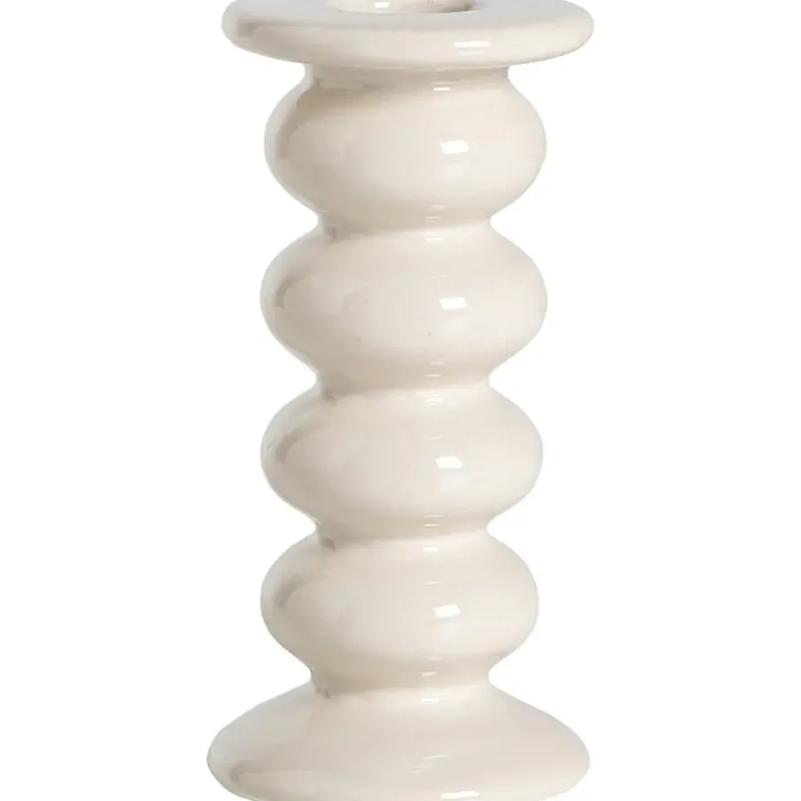 Kandelaars En Windlichten-Leen Bakker Kandelaar Bobble - off-white -13xØ6,2 cm