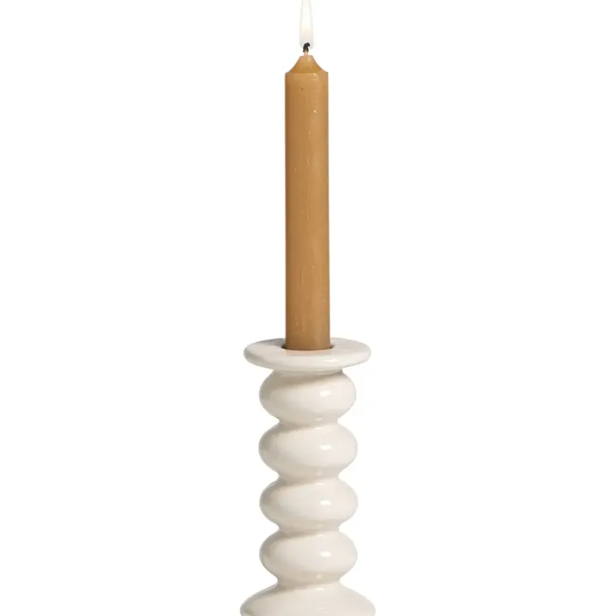 Kandelaars En Windlichten-Leen Bakker Kandelaar Bobble - off-white -13xØ6,2 cm