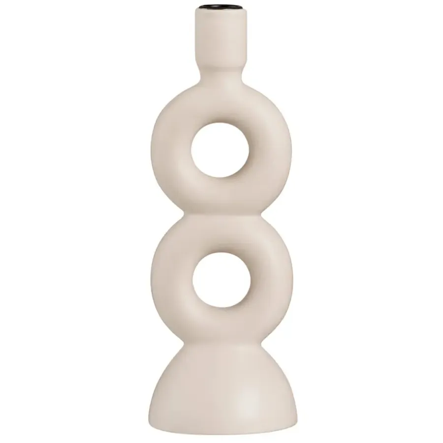 Leen Bakker Kandelaar Lumen - off-white - keramiek -27,5x9,5x9,5 cm