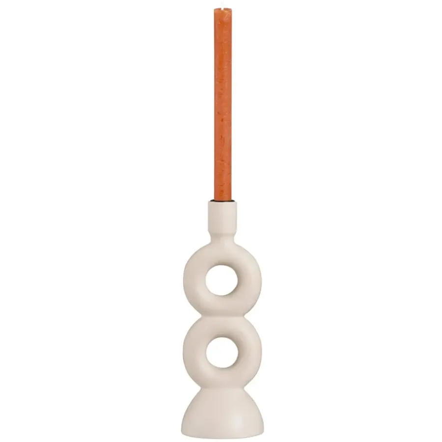 Leen Bakker Kandelaar Lumen - off-white - keramiek -27,5x9,5x9,5 cm