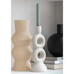 Leen Bakker Kandelaar Lumen - off-white - keramiek -27,5x9,5x9,5 cm
