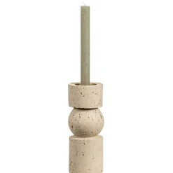 Kandelaars En Windlichten-Leen Bakker Kandelaar Raven - beige - 20xØ8 cm