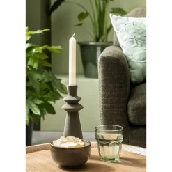 Leen Bakker Kandelaar Skylar - groen - keramiek - 21xø7,7 cm