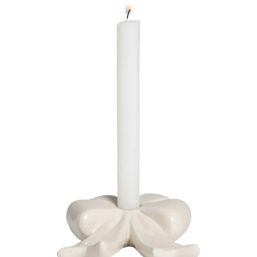 Leen Bakker Kandelaar Strik - off-white - 4x12x15 cm