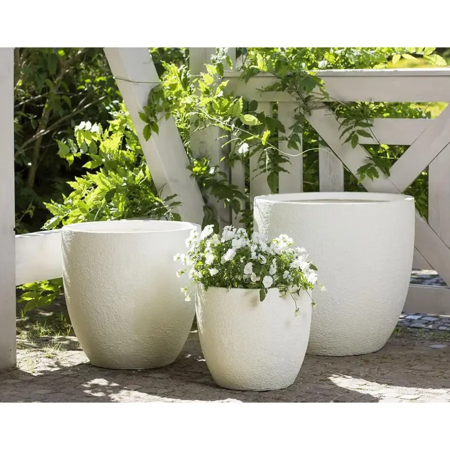Beliani KANNIA - Bloempot - Wit - 55 cm - Klei-vezelmengsel