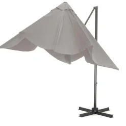 Parasols-Merkloos Kantelbare Zweefparasol 250x250 cm -Sterke Zweef Parasol, Licht Grijs