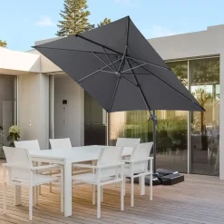 Parasols-ACAZA Kantelbare Zweefparasol 250x250 cm, Vierkant Zeil - Donker Grijs