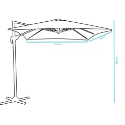 Parasols-ACAZA Kantelbare Zweefparasol 250x250 cm, Vierkant Zeil - Donker Grijs