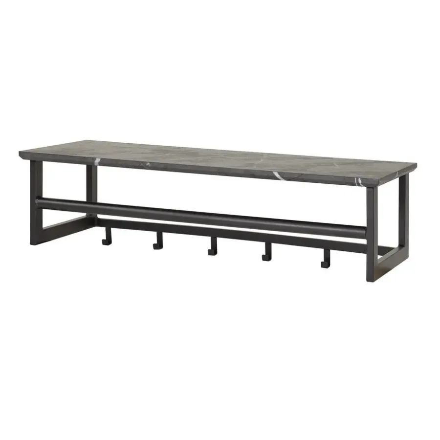 Kapstokken-Giga Living Kapstok - Zwart Metaal - 80x30x24cm - 6-Haken - Roede