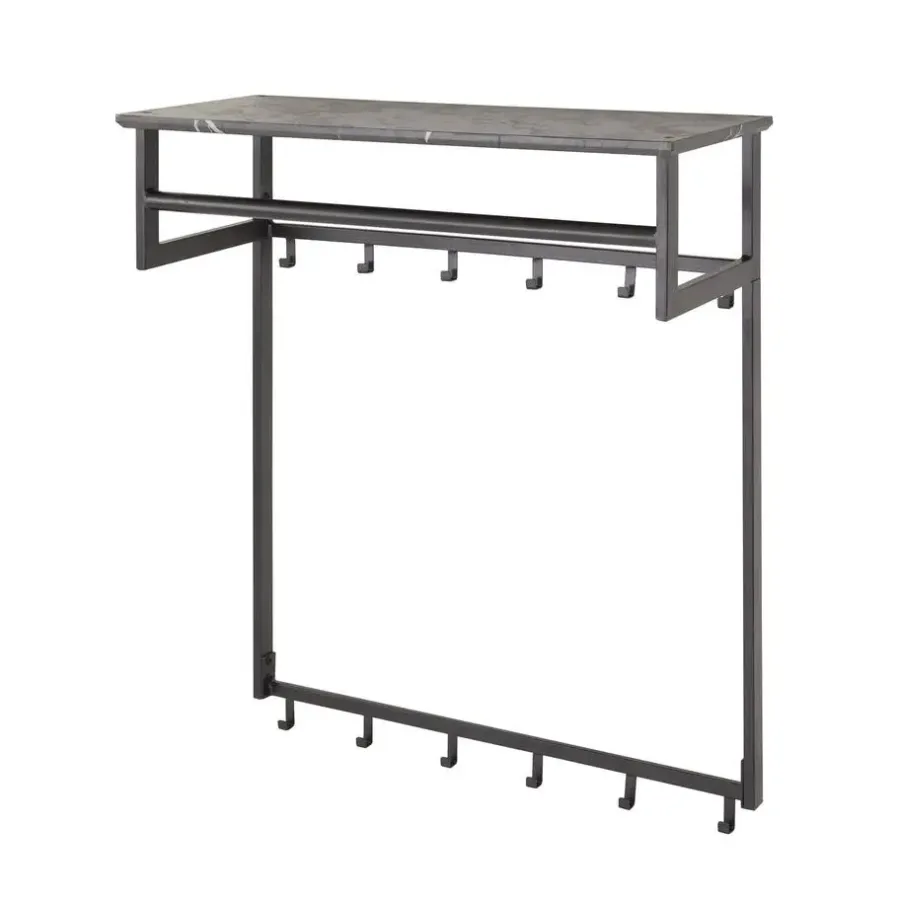 Giga Living Kapstok - Zwart Metaal - 80x30x24cm - 12-Haken - Roede