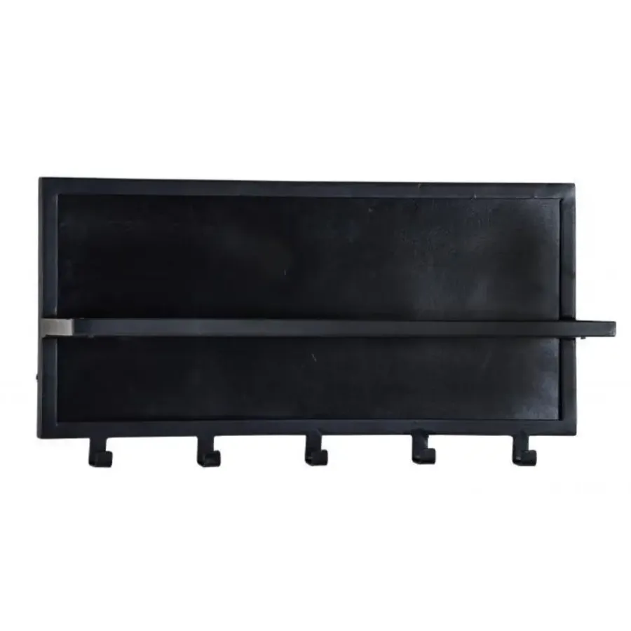Livingfurn Kapstok Mangohout Zwart - 17x70x32cm - Kapstok Brix Caro