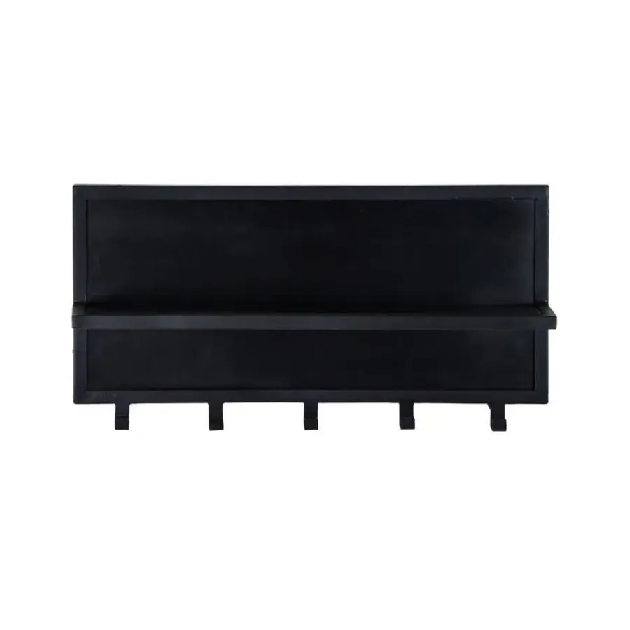 Livingfurn Kapstok Mangohout Zwart - 17x70x32cm - Kapstok Brix Caro