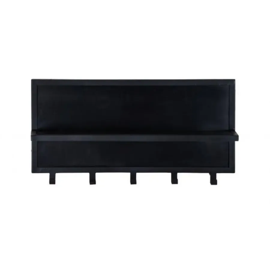 Livingfurn Kapstok Mangohout Zwart - 17x70x32cm - Kapstok Brix Caro