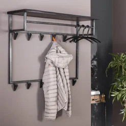 Kapstokken-Giga Living Kapstok Yucon Hoog 12 Haken Hoedenplank