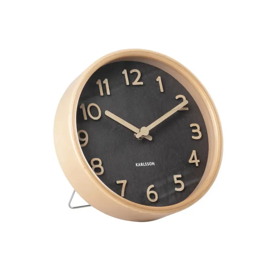 Karlsson - Tafelklok Pure Wood Grain - Zwart