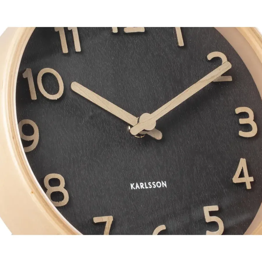 Karlsson - Tafelklok Pure Wood Grain - Zwart