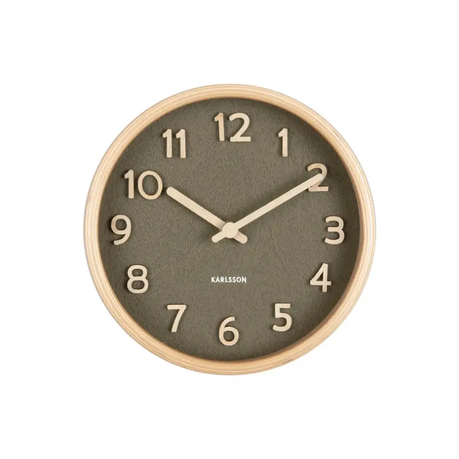 Klokken-Karlsson - Tafelklok Pure Wood Grain - Mosgroen