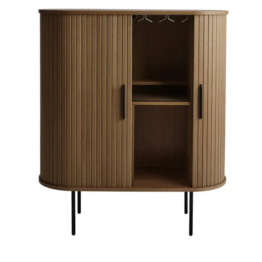 Giga Living Kast Donker Eikenhout - Incl Glazenrek - 118cm - Nola