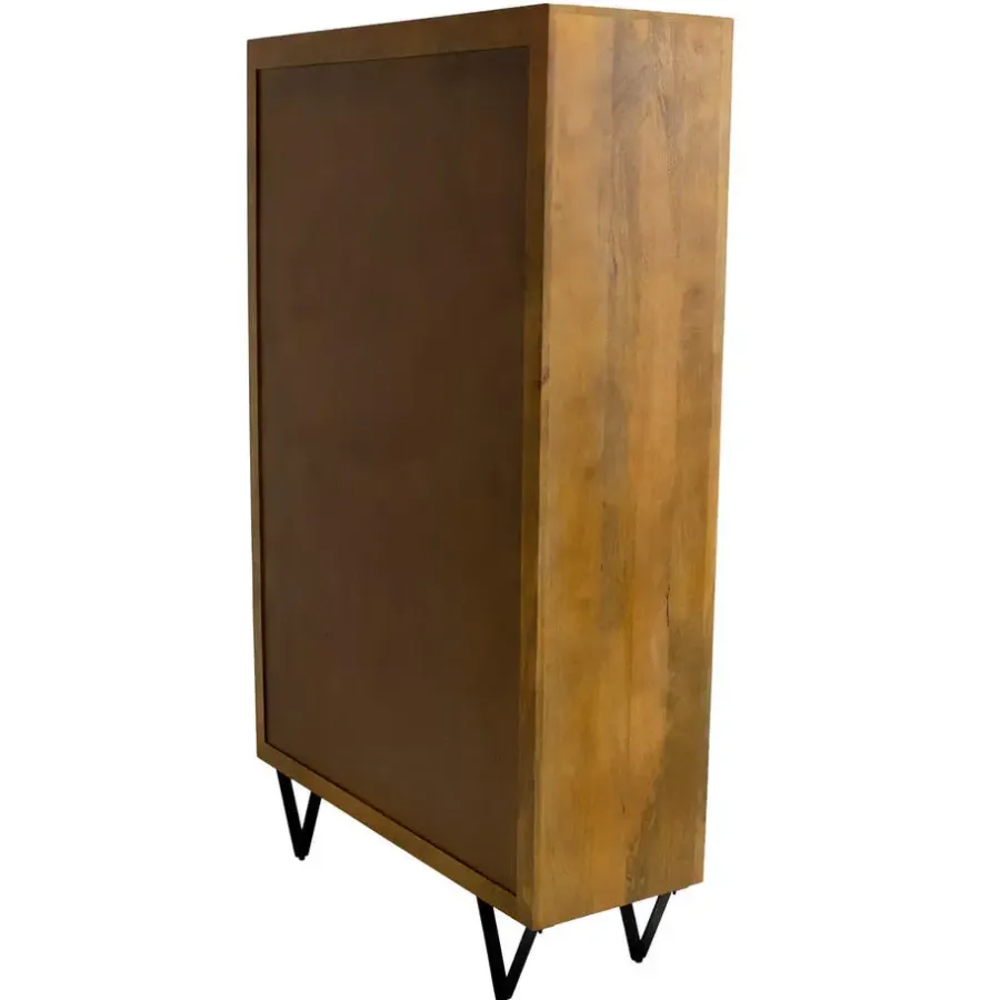 Giga Meubel Kast Donkerbruin Mangohout - 110x40x180 - Metaal - Ubud
