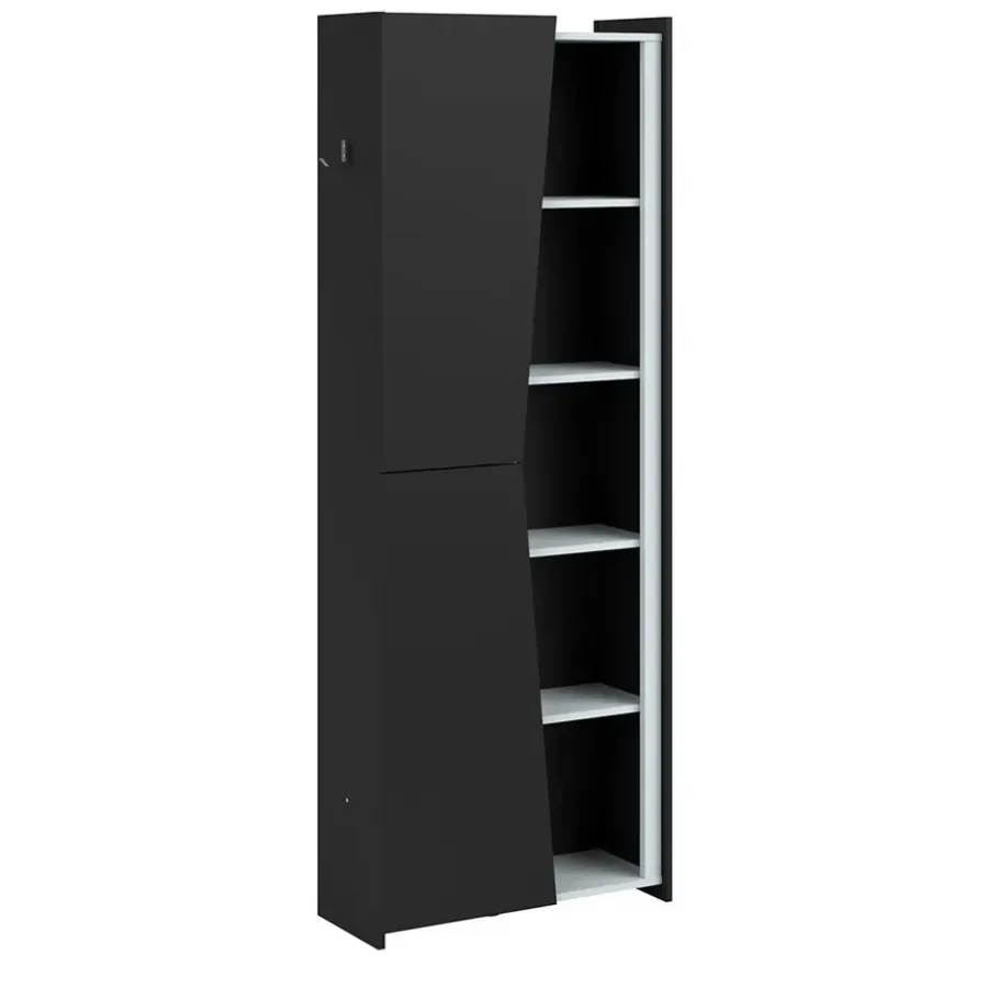 Leen Bakker Kast Levi - zwart - 181x67x28 cm