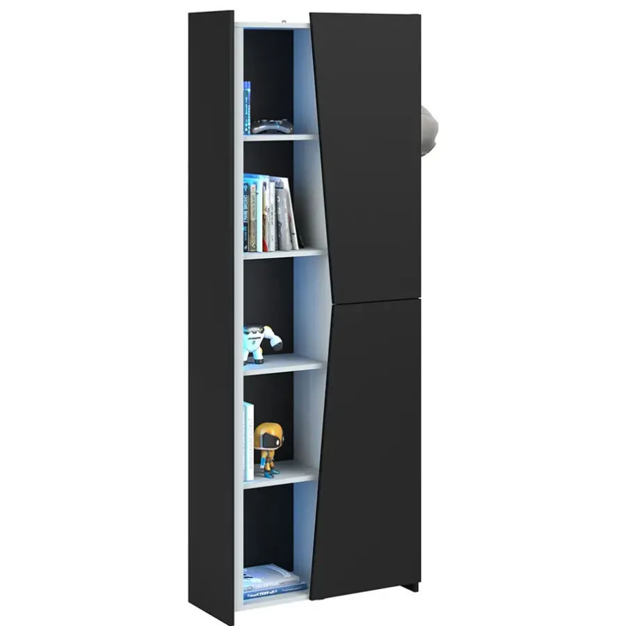 Leen Bakker Kast Levi - zwart - 181x67x28 cm