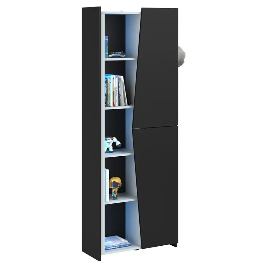 Leen Bakker Kast Levi - zwart - 181x67x28 cm