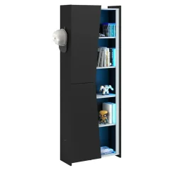 Leen Bakker Kast Levi - zwart - 181x67x28 cm