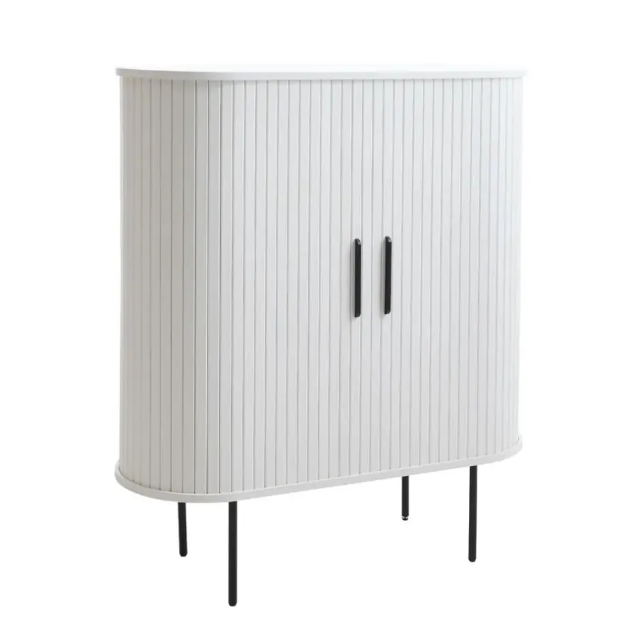 Wandkasten-Giga Living Kast Metaal Eikenhout Wit - 100x40x118cm - Nola