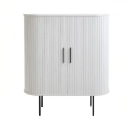 Wandkasten-Giga Living Kast Metaal Eikenhout Wit - 100x40x118cm - Nola