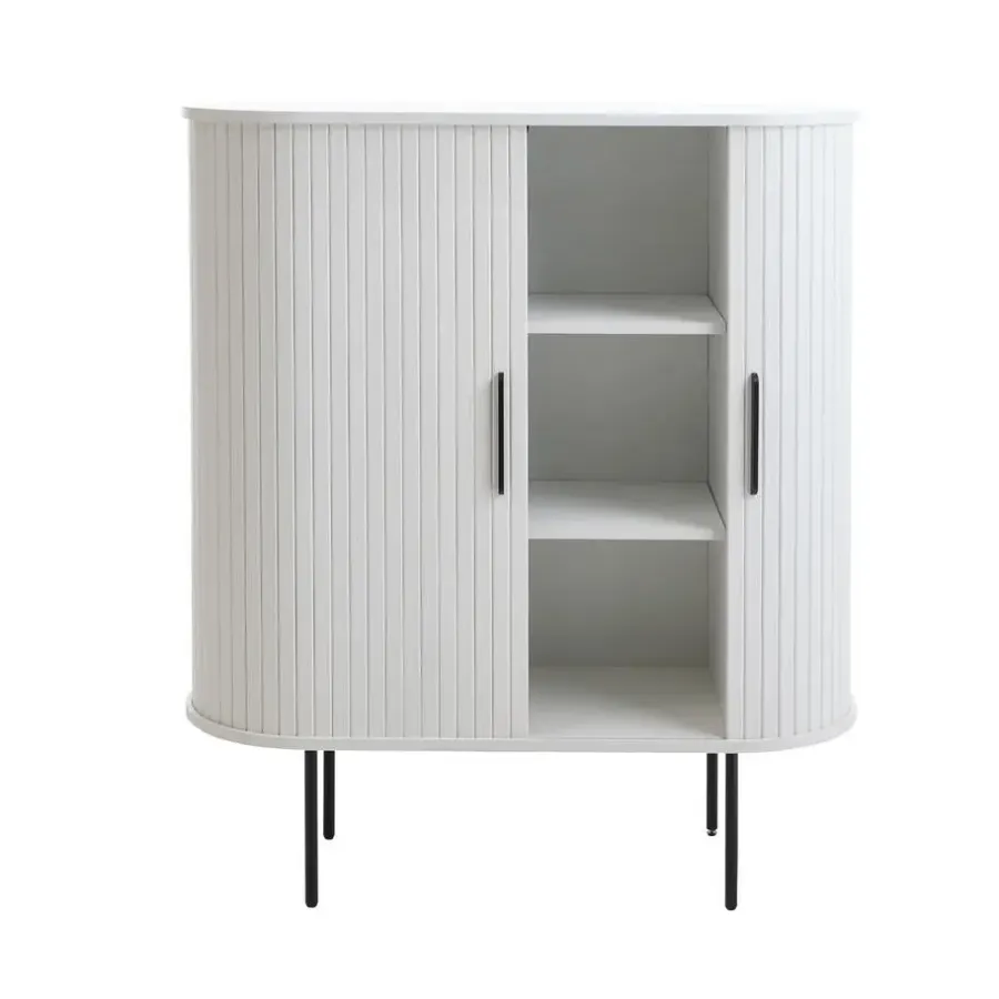 Wandkasten-Giga Living Kast Metaal Eikenhout Wit - 100x40x118cm - Nola