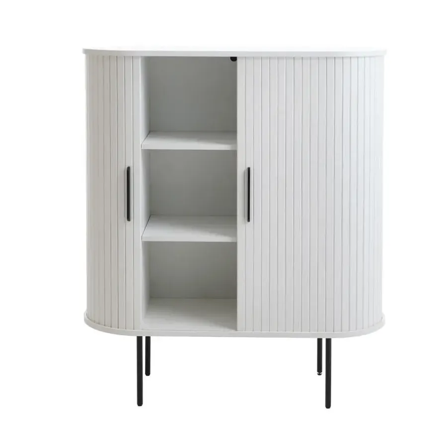Wandkasten-Giga Living Kast Metaal Eikenhout Wit - 100x40x118cm - Nola