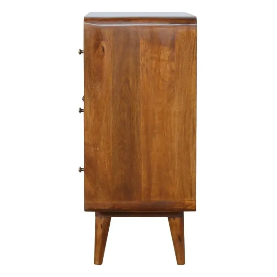 Ladekasten|Ladekasten-Artisan Furniture Kastanje Gebogen Ladekast met 3 Laden