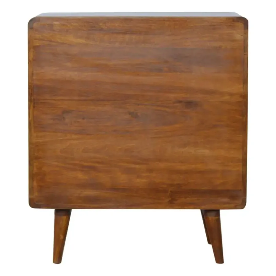 Ladekasten|Ladekasten-Artisan Furniture Kastanje Gebogen Ladekast met 3 Laden
