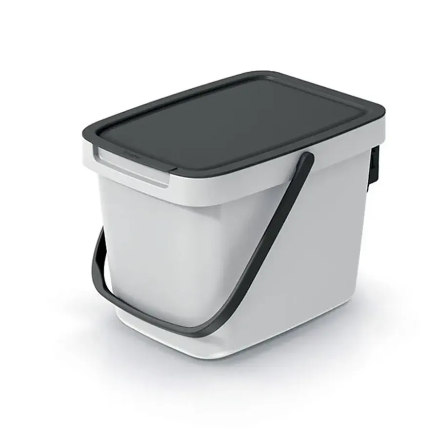 Prullenbakken-Keden GFT aanrecht afvalbak - creme wit - 6L - 20 x 26 x 20 cm