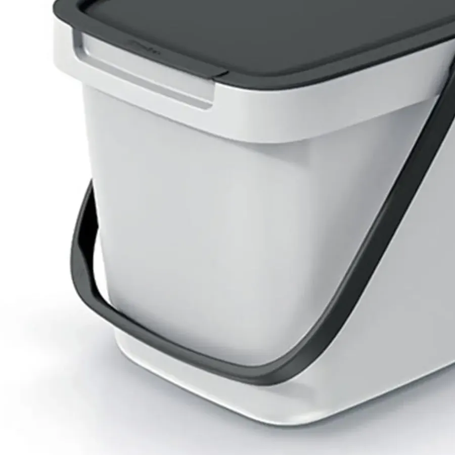 Prullenbakken-Keden GFT aanrecht afvalbak - creme wit - 6L - 20 x 26 x 20 cm