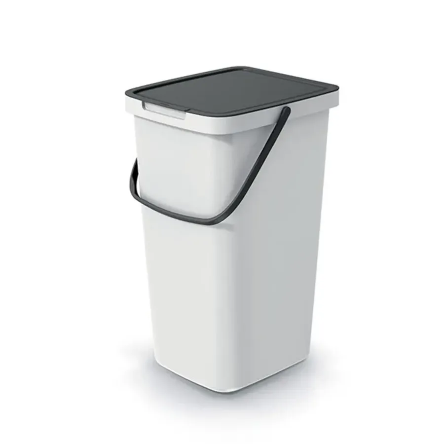 Prullenbakken-Keden keuken afvalbak - creme wit - 25L - 26 x 29 x 48 cm