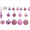 Kerstdecoratie-Merkloos Kerstballen - 110x stuks - met piek - roze - kunststof - 3-6 cm