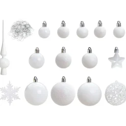Kerstballen-Merkloos Kerstballen - 110x stuks - met piek - wit - kunststof - 3-6 cm