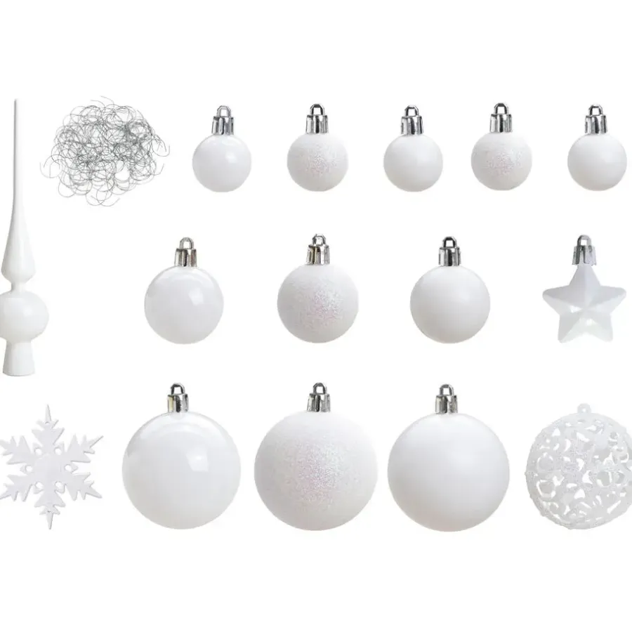 Kerstballen-Merkloos Kerstballen - 110x stuks - met piek - wit - kunststof - 3-6 cm